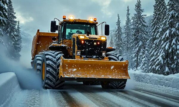 bulldozer on a snowy street
