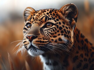 Fototapeta premium Wild Leopard, Close Up Big Cat, African Wildlife Portrait