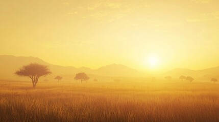 Fototapeta premium Breathtaking Sunset Over the Sprawling Savanna in Africa