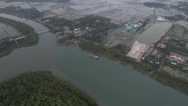 Aerial view of the mangrove in the Sundarbans, Khulna, Shyamnagar, Bangladesh