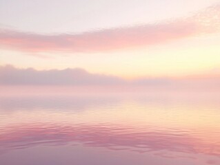 Fototapeta premium Serene Lake at Dusk with Mesmerizing Sunset Reflection and Ethereal Atmosphere