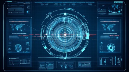 Futuristic Technology Background, HUD, User Interface, Cyberspace, Internet, Global Communication