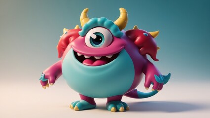 Naklejka premium minimal vibrantly colored 3D character with a whimsical design, perfect for children's stories, animations, and interactive games.