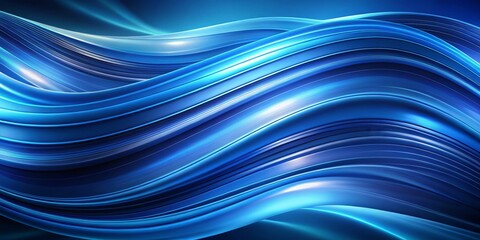 Abstract Blue Wave Curves, 3D render, digital art, blue, abstract, wave, curve
