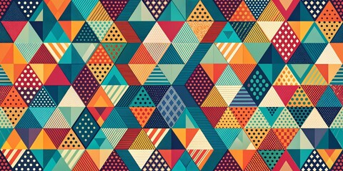 Colorful Geometric Triangle Pattern, Digital Art, Abstract, Geometric Shapes, Pattern Design, Triangles, Abstract Art