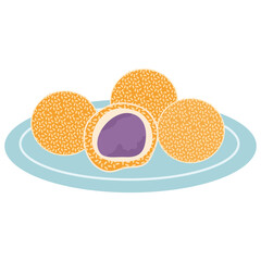 Fried Sticky Rice Balls with Ube Filling (Buchi) filipino flavor