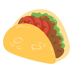 Illustration of a Taco with Vegetables and Meat
