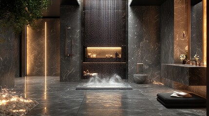 Luxurious bathroom design with sleek materials and elegant lighting accents picture