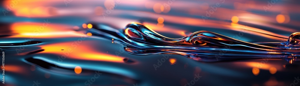 Poster captivating image of swirling water reflecting vibrant colors, creating a mesmerizing visual experie