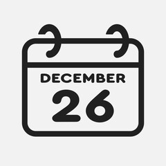 Icon page calendar day - 26 December