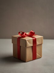 Obraz premium red gift box with ribbon