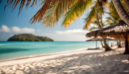 Tropical beach holiday background with depth of field for a warm and exotic festive getaway