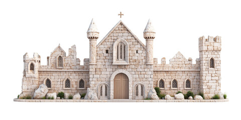 Naklejka premium Illustration of a majestic castle with turrets and stone facade