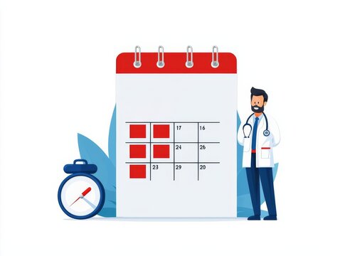 Medical insurance enrollment deadline, calendar reminder, flat design illustration