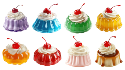PNG jelly dessert design element set, transparent background