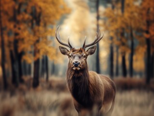 Fototapeta premium Focused close up of an Elk, Cervus canadensis, in the wild