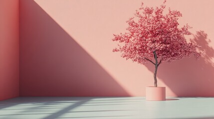 Serene Pastel Toned Tree in Minimalistic Empty Space