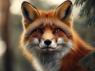 Obraz premium Portrait of a Red Fox, Vulpes vulpes, in Its Natural Habitat