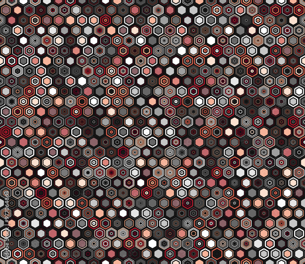Poster seamless hexagon pattern. geometric elements of varied style and color. hexagon shapes. tileable pat