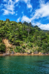 Landscape of Queens Charlotte Sound, Picton New Zealand