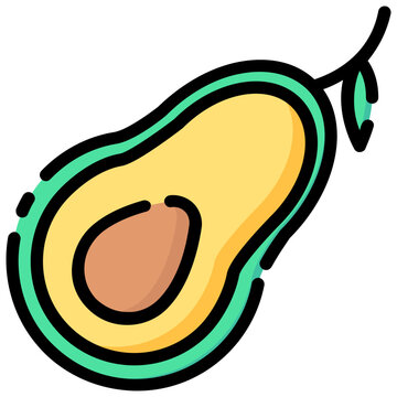 avocado fruit cut open with stem clip art preview