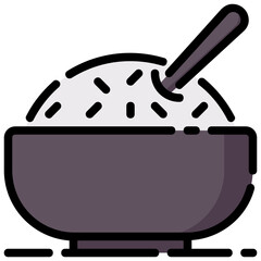 curry rice filled outline vector icon
