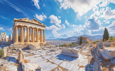 Obraz premium An ancient temple surrounded by nature offers a serene retreat, perfect for quiet reflection and escape from the world.