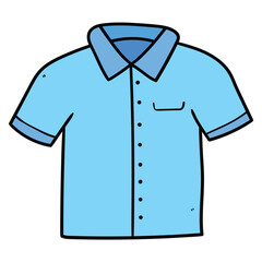 Naklejka premium Hand drawn cartoon blue short sleeve shirt on white background.