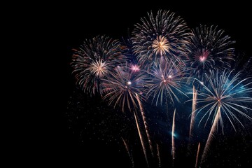 Obraz premium Brilliant fireworks in night sky celebrating Christmas and special moments