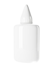 White plastic glue bottle with a pointed cap. 3D render