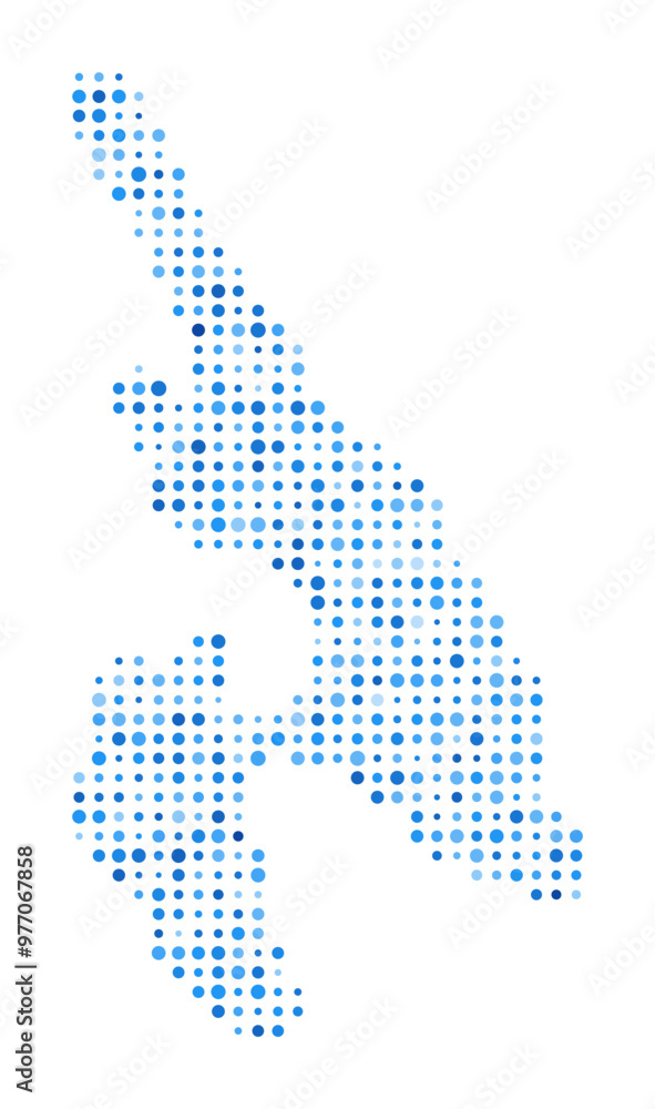 Poster ko phi phi dot map. island digital style shape. ko phi phi vector image. island shape blue circular 