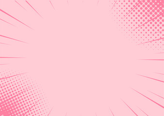ハーフトーンのサンバーストの背景イラスト素材　集中線　ピンク　pink halftone sunburst background
