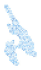 Ko Phi Phi Dot Map. Island digital style shape. Ko Phi Phi vector image. Island shape blue circular dots. Beautiful vector illustration.