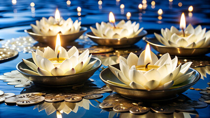 Diwali Festival Rangoli with Beautiful Diyas
