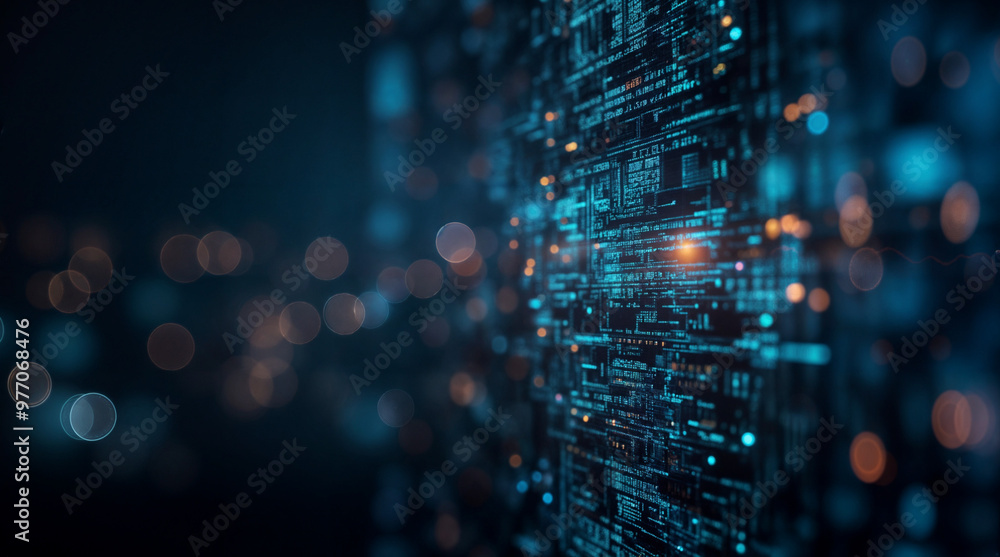 Poster abstract digital background, data lines and cyber security. generative ai