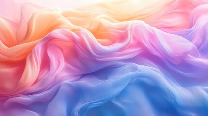 Obraz premium Colorful Flowing Fabric in Soft Pastel Tones Creating a Dreamy and Ethereal Abstract Background