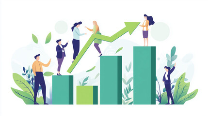 A Business Performance Themed Picture: Teamwork, Business Growth, Business Strategy, Growth Strategy.