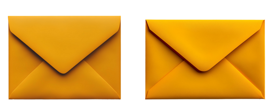 yellow envelope set PNG, Transparent Background, Clean Design, yellow envelope, Sealed Rectangular Envelope, Modern and Simple Style, Isolated Graphic Element for Mail
