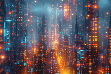 Computer concept for development in the digital age in unclear details, technology concept.