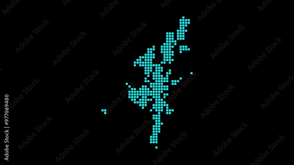 Poster mainland digital map. map of mainland in dotted style. shape of the island filled with rectangles. c