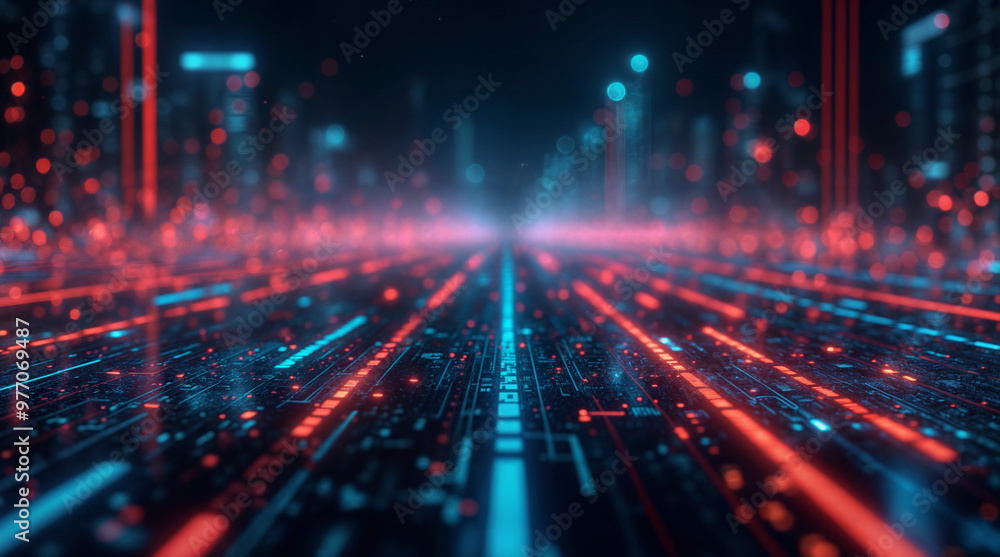 Poster abstract digital background, data lines and cyber security. generative ai