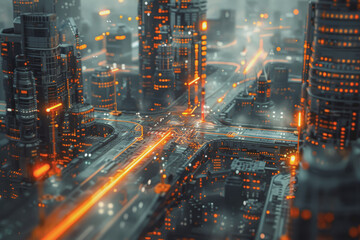 Computer concept for development in the digital age in unclear details, technology concept.