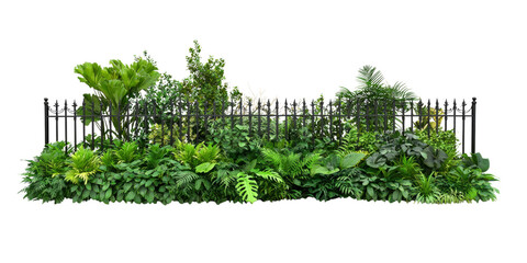 Obraz premium Lush green garden with various plants and foliage, peaceful atmosphere
