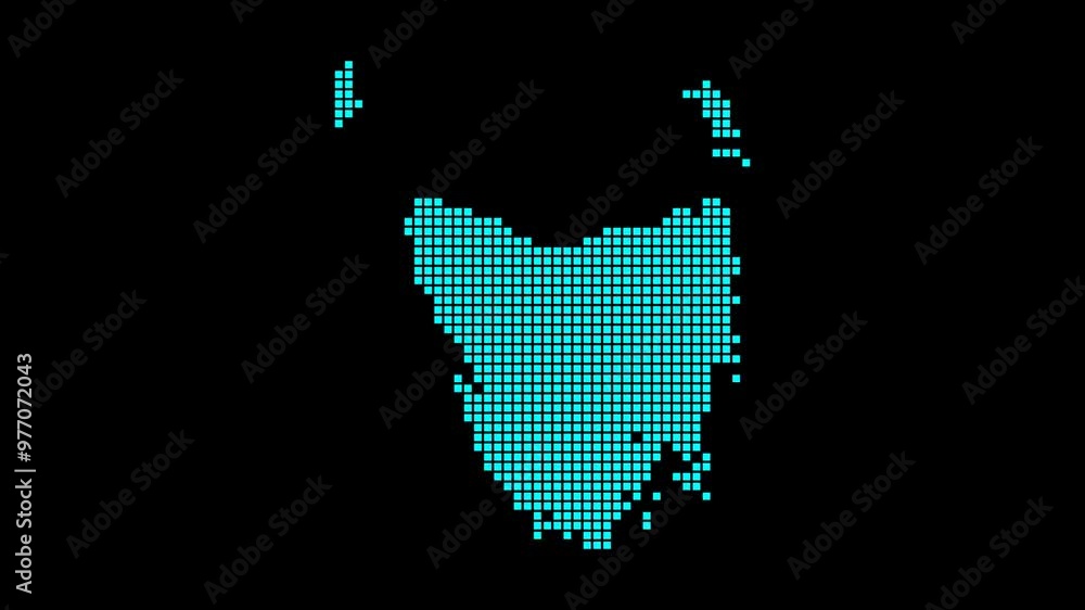 Poster tasmania digital map. map of tasmania in dotted style. shape of the island filled with rectangles. c
