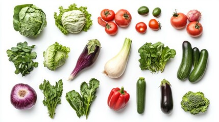 fresh vegetables on white background
