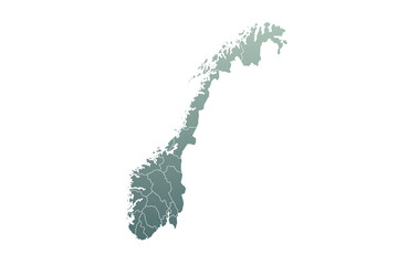 Colored Norway Country administrative map. regions map of Norway, blank Map, empty map of Norway, Norge, noreg, counties outline map