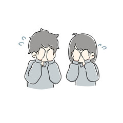 顔を覆って泣いている男女