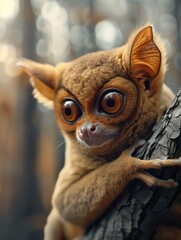 Detailed Close Up of a Tarsier, Tarsius, in the Wild