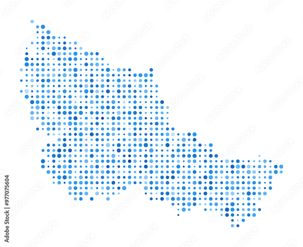Poster belle ile dot map. island digital style shape. belle ile vector image. island shape with blue circul