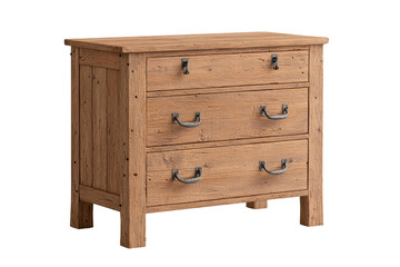 Rustic wooden chest of drawers with three storage compartments